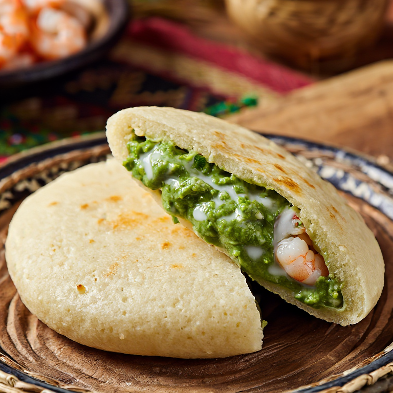 Arepa de Matapa (Mozambican Peanut and Cassava Leaf Stuffed Arepa)