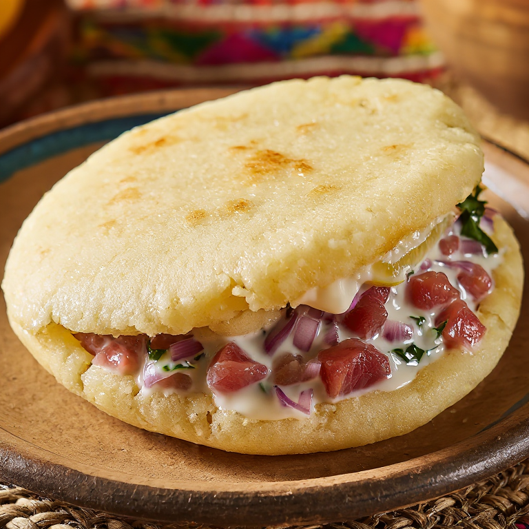 Arepa de Ika Mata (Arepa Rellena de Pescado Marinado al Estilo Nauruano)