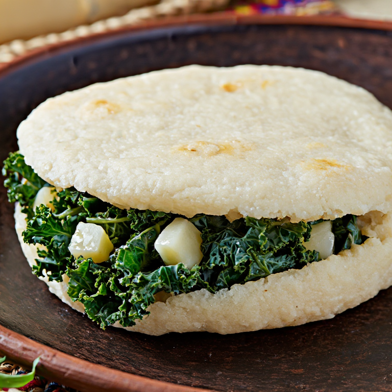 Arepa de Stamppot Boerenkool (Kale y Salchicha Ahumada)