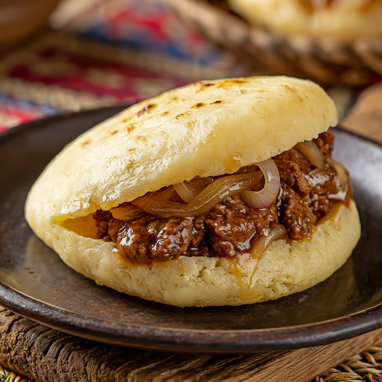 Arepa Breda: Estofado de Res con Cerveza y Mostaza