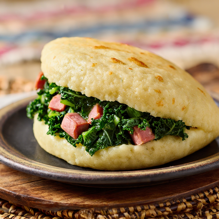 Arepa de Stamppot: Kale and Smoked Sausage Stuffed Arepa