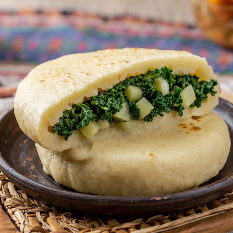 Arepa de Stamppot de Col Rizada y Salchicha Ahumada