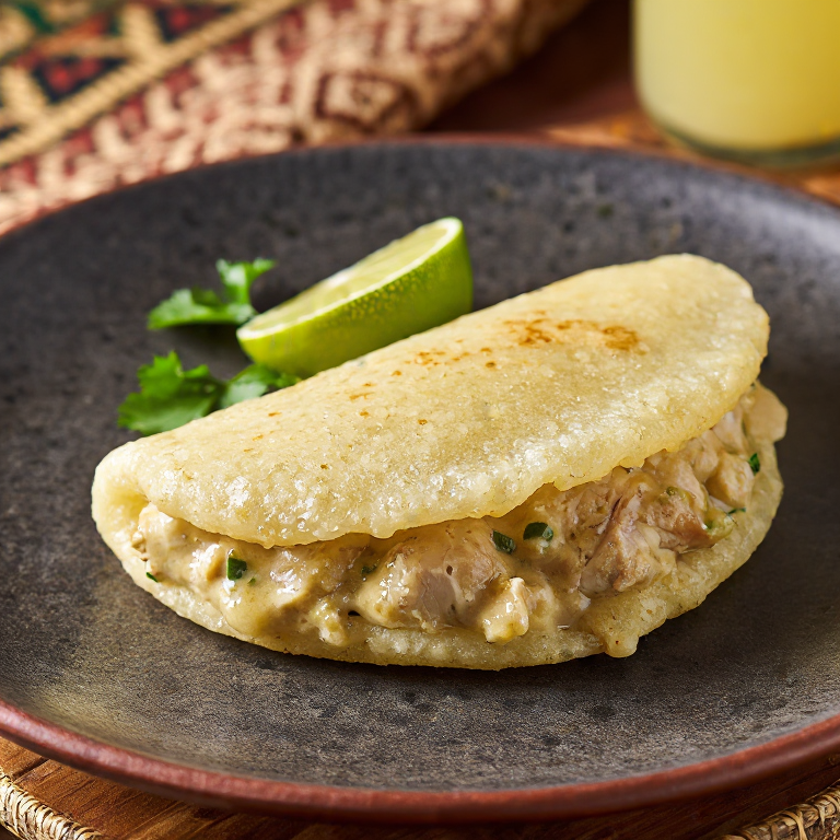 Arepa rellena de pollo al estilo bougna (inspirada en Nueva Caledonia)