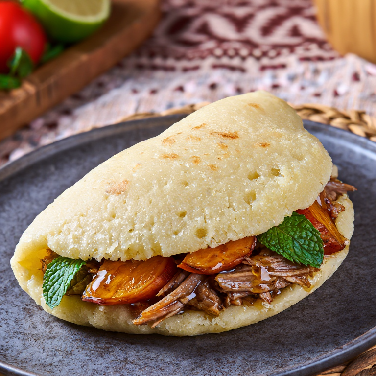 Arepa de cordero y kumara neozelandesa