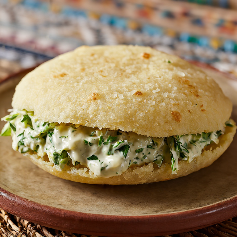 Arepa rellena de fritura de whitebait (inspiración neozelandesa)