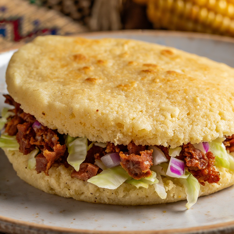 Arepa de Vigorón: Fusión Nicaragüense con Chicharrón y Curtido de Repollo