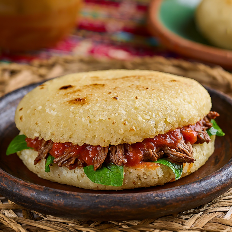 Arepa de Indio Viejo (Nicaraguan Beef and Masa Arepa)