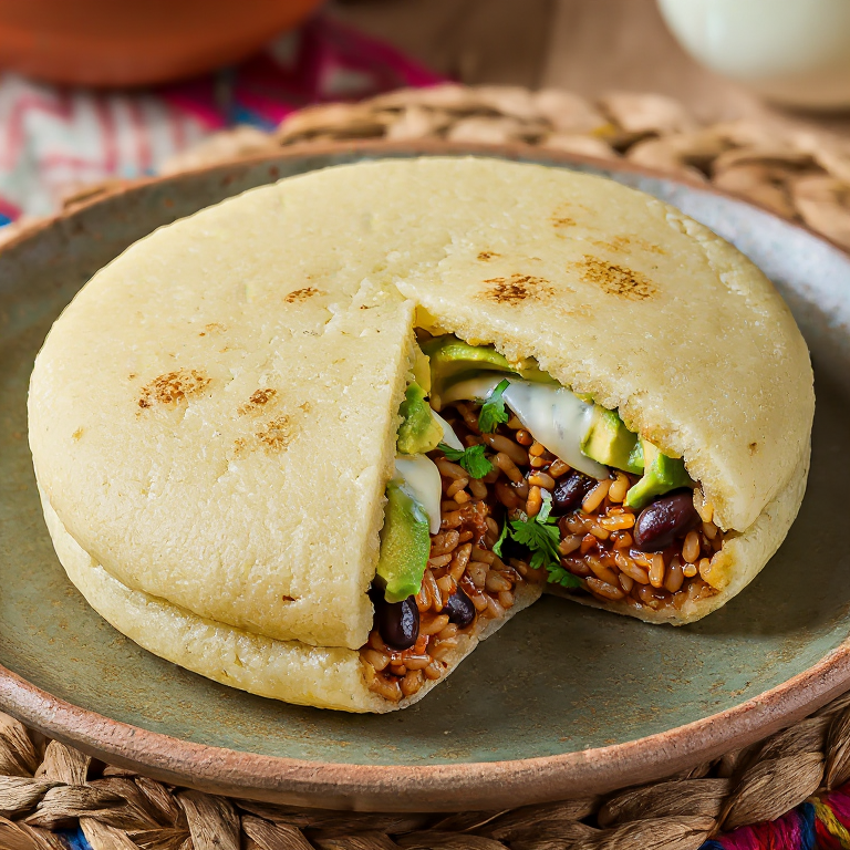 Arepa Nica-Gallo Pinto: Fusión Nicaragüense con Arroz y Frijoles
