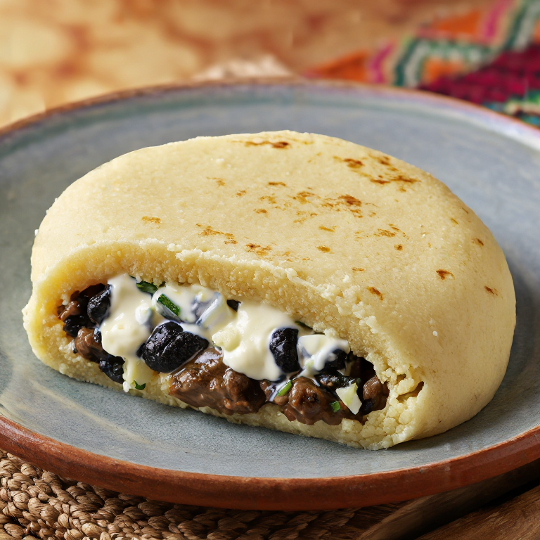 Arepa de Gallo Pinto (Arroz y Frijoles Nicaragüenses Rellenando una Arepa)