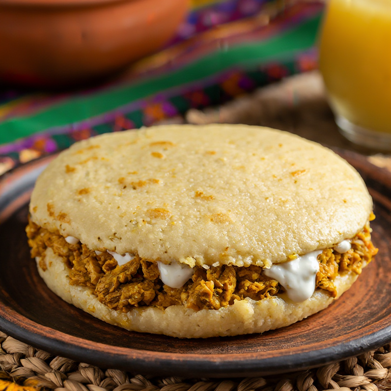 Arepa de Egusi con Carne Deshebrada y Espinacas