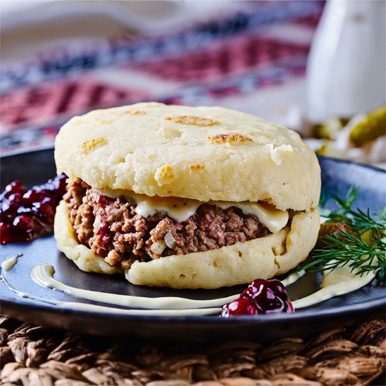 Arepa Karbonader: Norwegian Meat Cakes Stuffed Arepa
