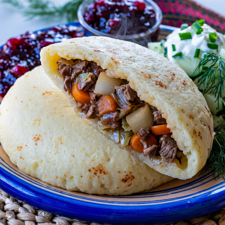 Fårikål Arepa: Arepa Inspirada en el Guiso Noruego de Cordero y Repollo
