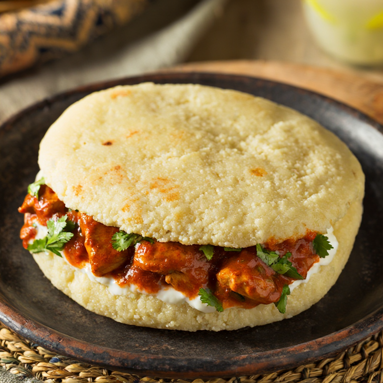Arepa de Chicken Karahi: Fusión Pakistaní