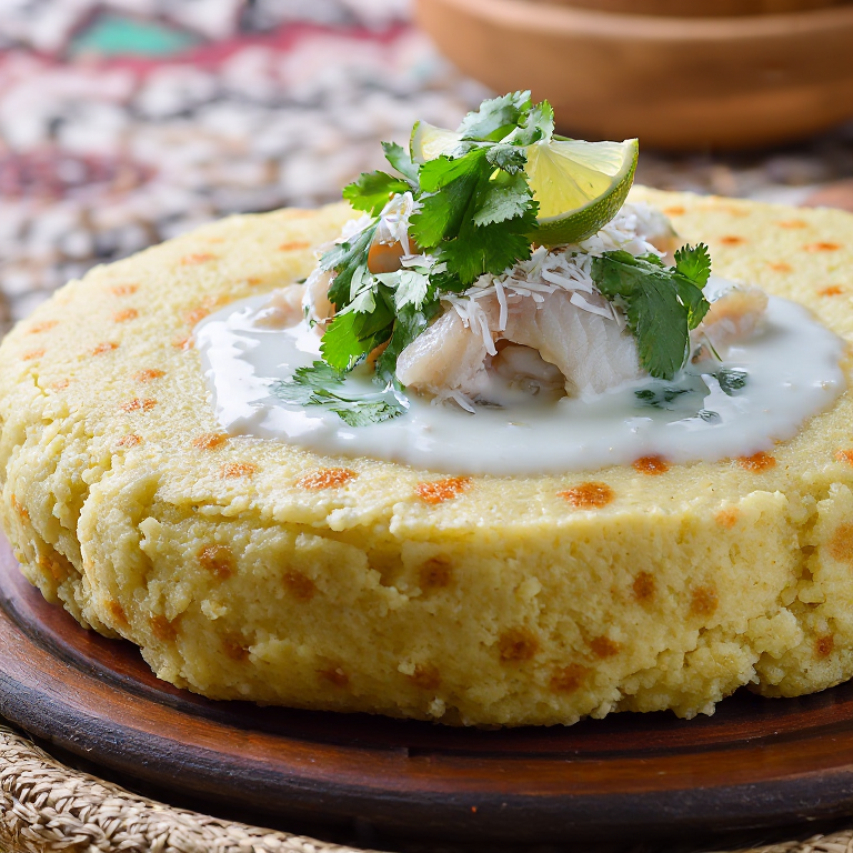 Arepa de Coco y Pescado Palauense