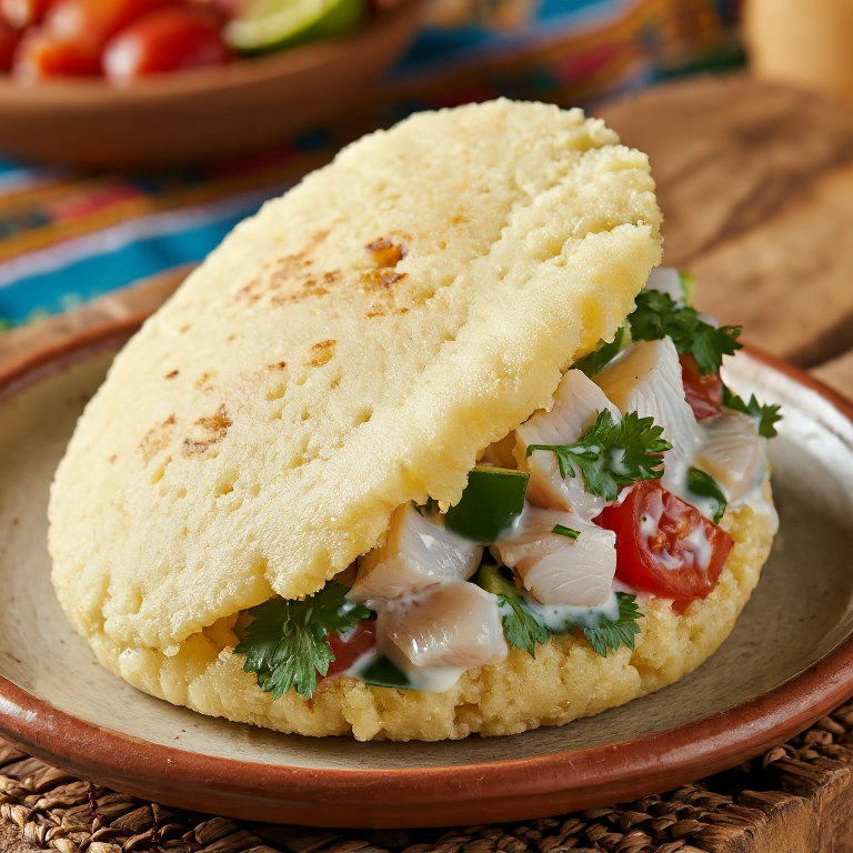 Arepa Rellena de Kokoda (Pescado Fresco en Leche de Coco)