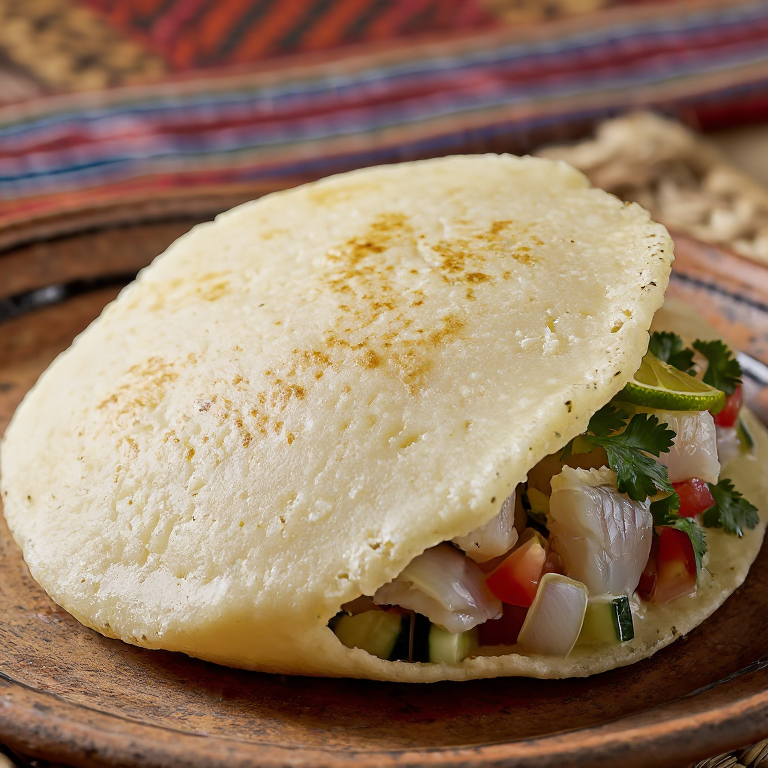 Arepa Kokoda: Ceviche de pescado en arepa