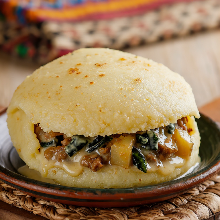 Arepa Mumu: Relleno de Cerdo y Batata con Crema de Coco