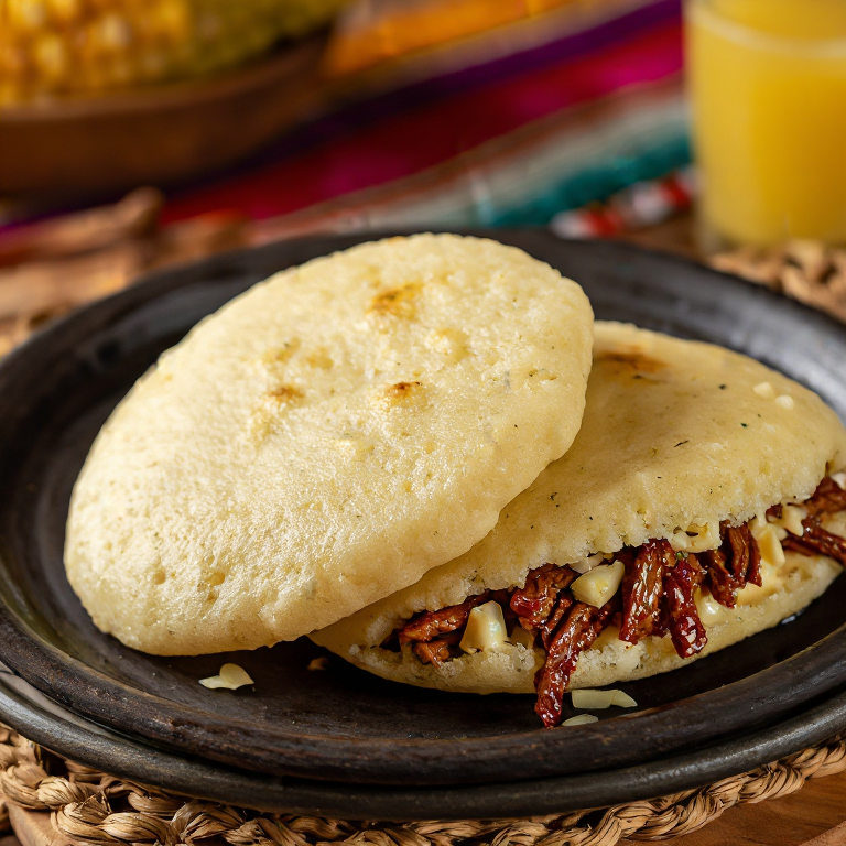 Arepa Sopa Paraguaya con Carne Asada