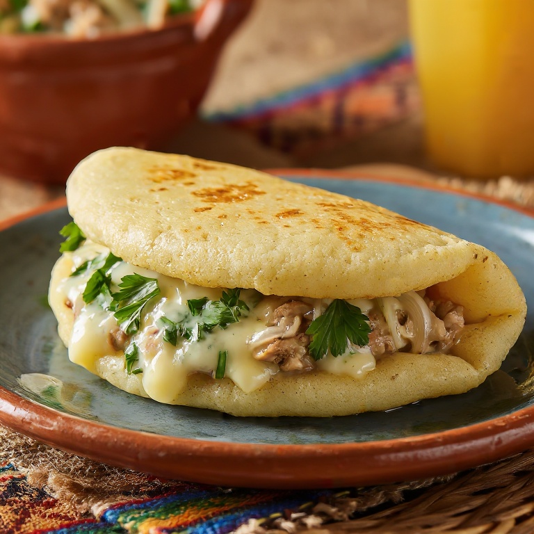 Arepa Vori Vori: Pollo, Maíz y Hierbas
