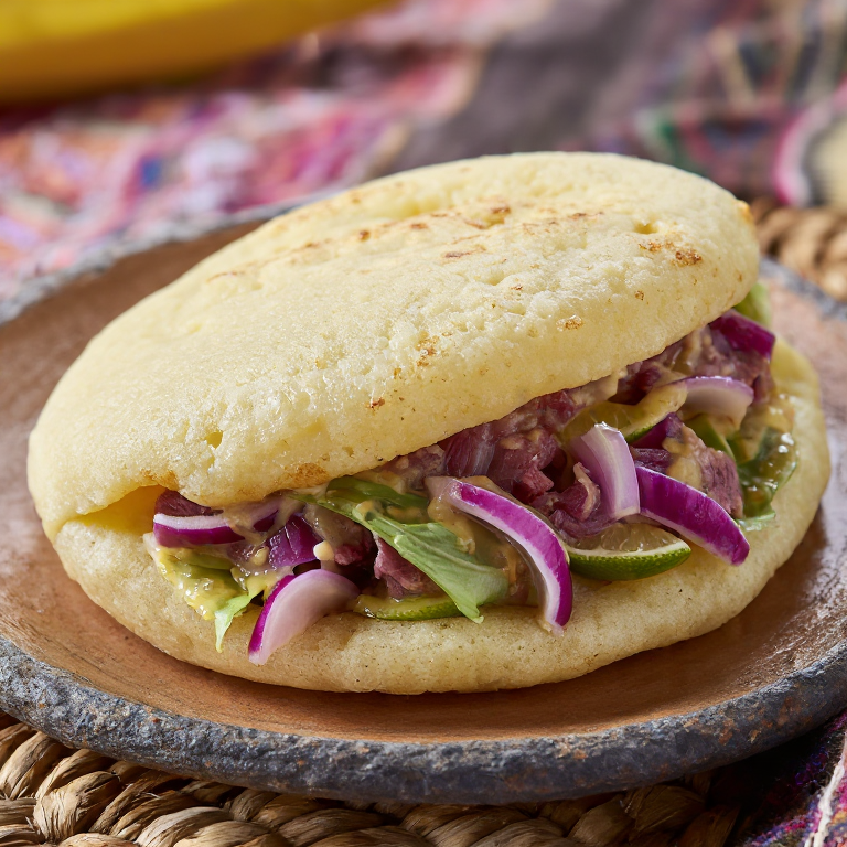 Arepa Rellena de Ceviche Chimbotano