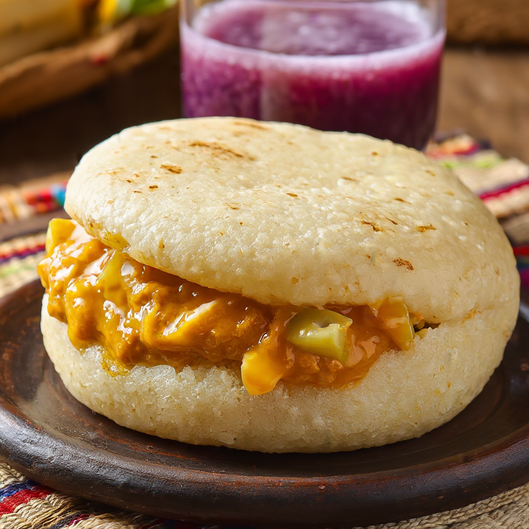 Arepa Rellena de Papa a la Huancaína