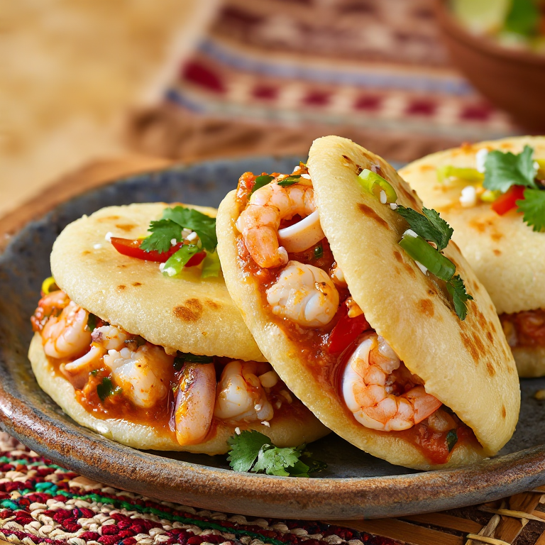 Arepa de Parihuela: Peruvian Seafood Arepa from Ilo