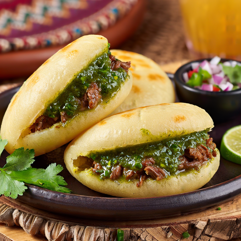 Arepa de Seco de Cabrito: Fusión Peruano-Venezolana