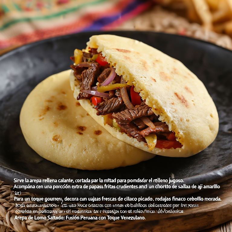 Arepa de Lomo Saltado: Fusión Peruana con Toque Venezolano