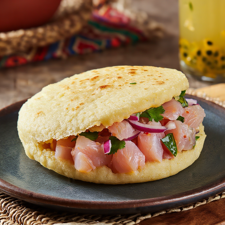 Arepa de Ceviche Pisco Style