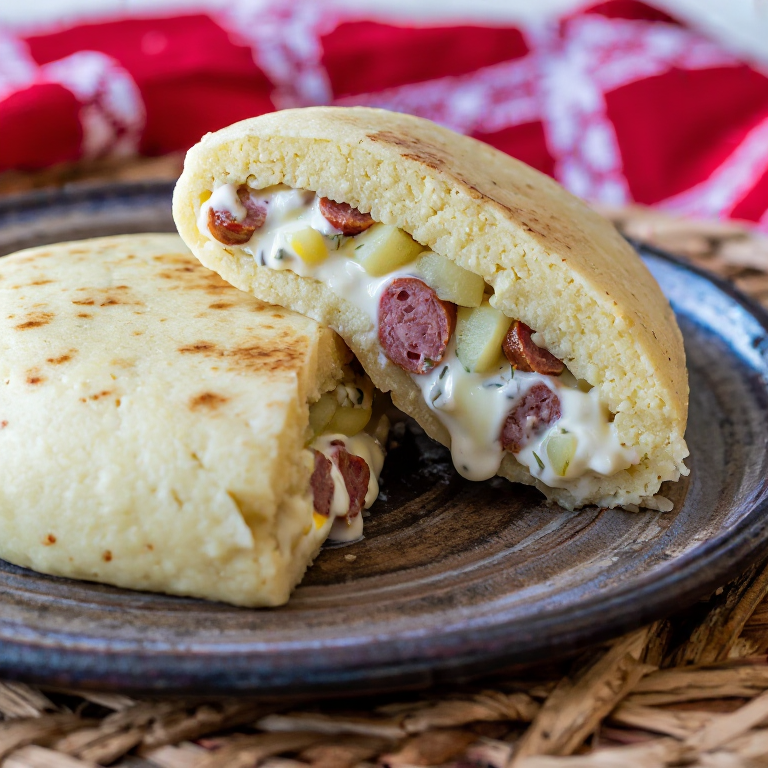 Arepa de Żurek con Salchicha Polaca y Huevo