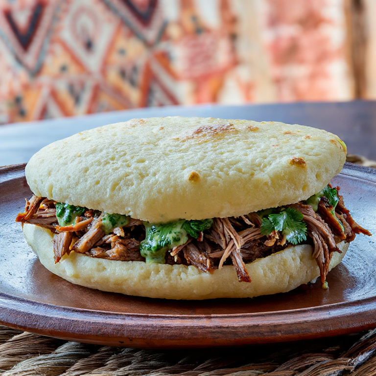 Arepa de Pernil con Mojo de Ajo