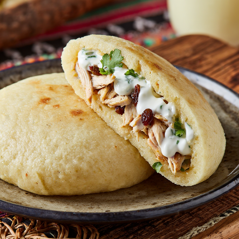 Arepa de Machboos (Qatari Spiced Chicken Arepa)