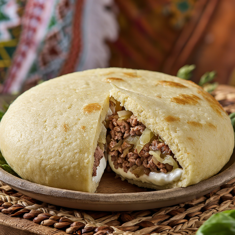 Arepa de Sarmale: Arepa Rellena con Carne de Cerdo y Repollo Fermentado al Estilo Rumano