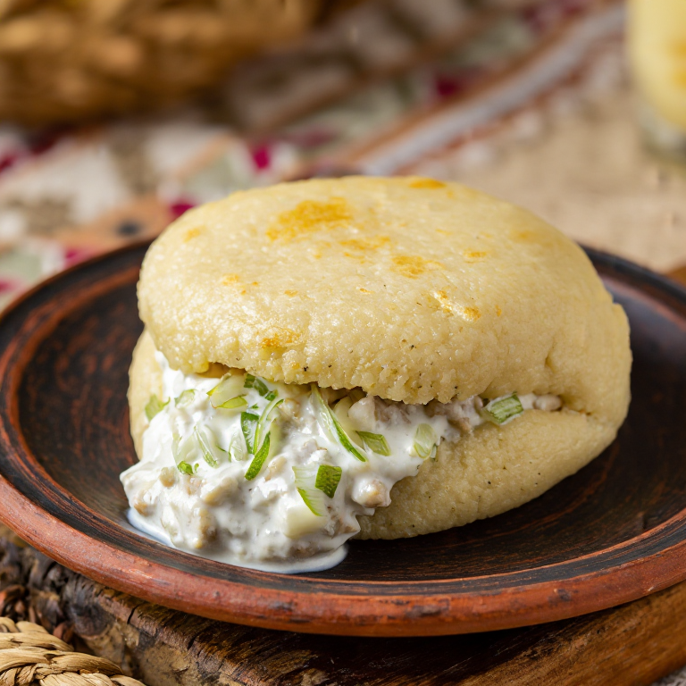 Arepa Rellena de Pelmeni Siberiano