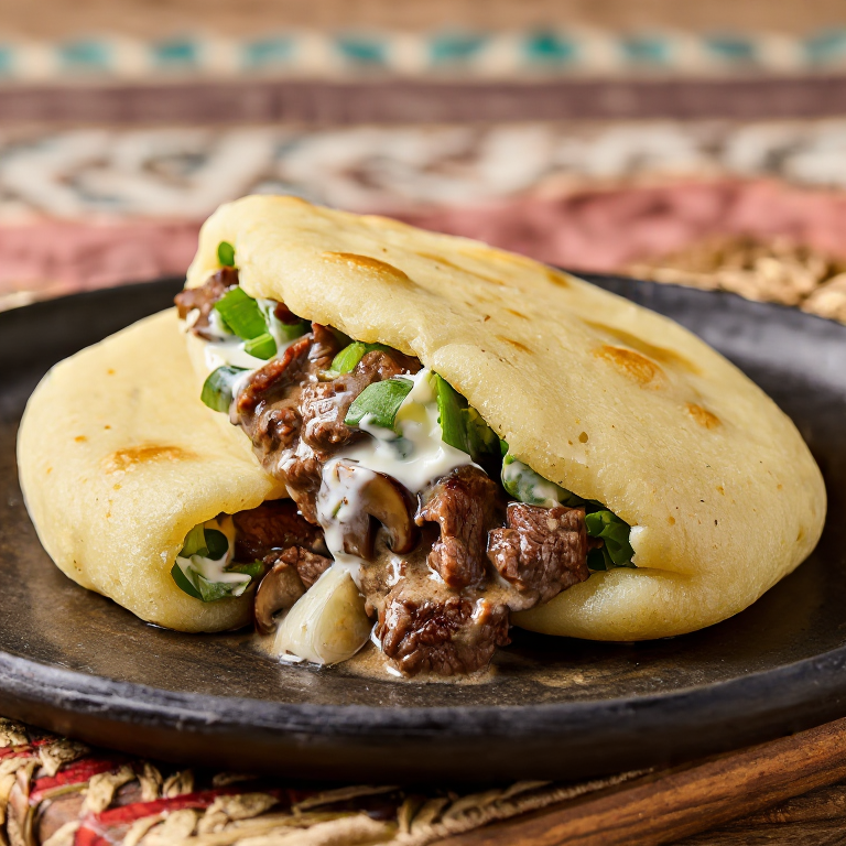 Arepa Stroganoff: Fusión Rusa en Masa de Maíz