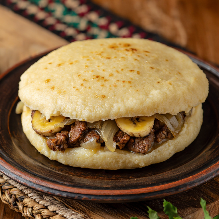 Arepa Rellena de Brochettes Butare