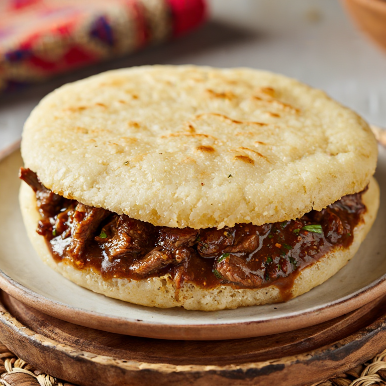 Arepa Rellena de Chivo Guisado (Inspirada en el Goat Water de Saint Kitts y Nevis)