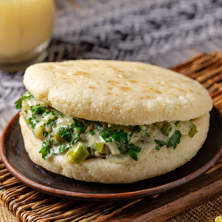 Arepa Rellena de Lambí (Estofado de Caracol)