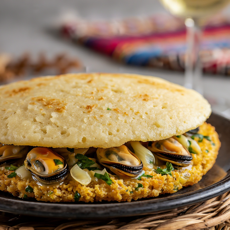 Arepa de Moules Marinières: Sabor Francés en Maíz