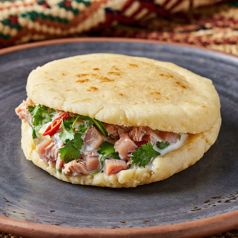 Arepa de Oka Samoano: Arepa Rellena de Pescado Marinado en Coco