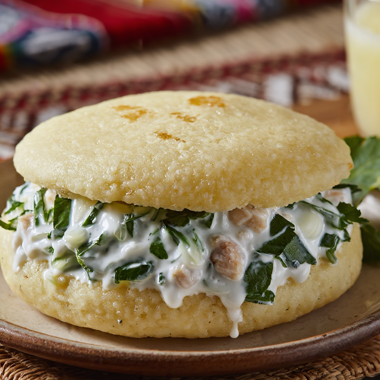 Arepa Palusami: Fusión de Samoa en un Relleno Cremoso de Taro y Coco