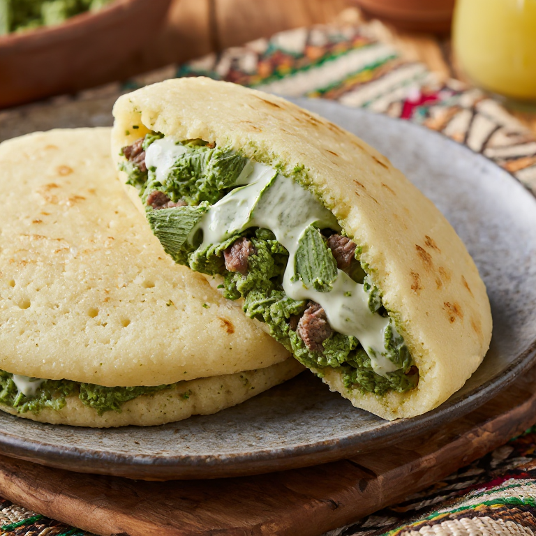 Arepa Samoa: Palusami de Arepa con Crema de Coco y Taro