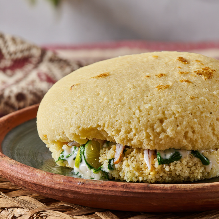 Arepa de Palusami (Arepa de Crema de Coco y Taro)