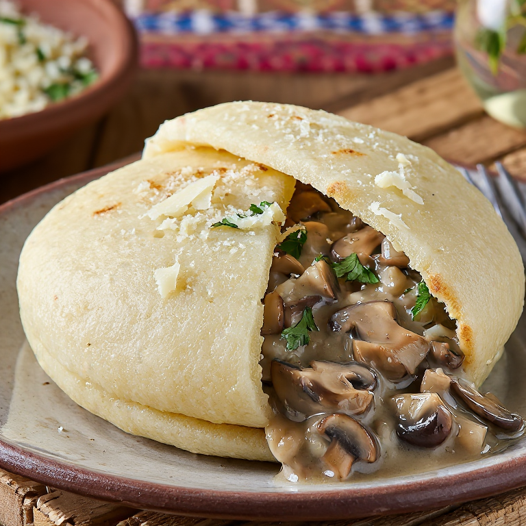 Arepa de Risotto con Hongos Porcini (Fusión San Marino)