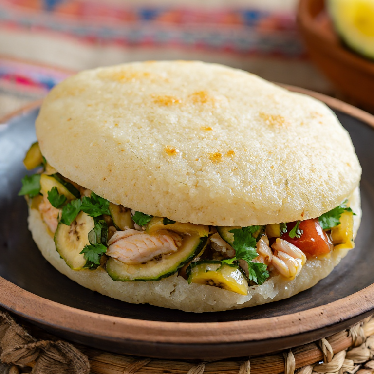 Arepa Rellena de Calulu de Pescado