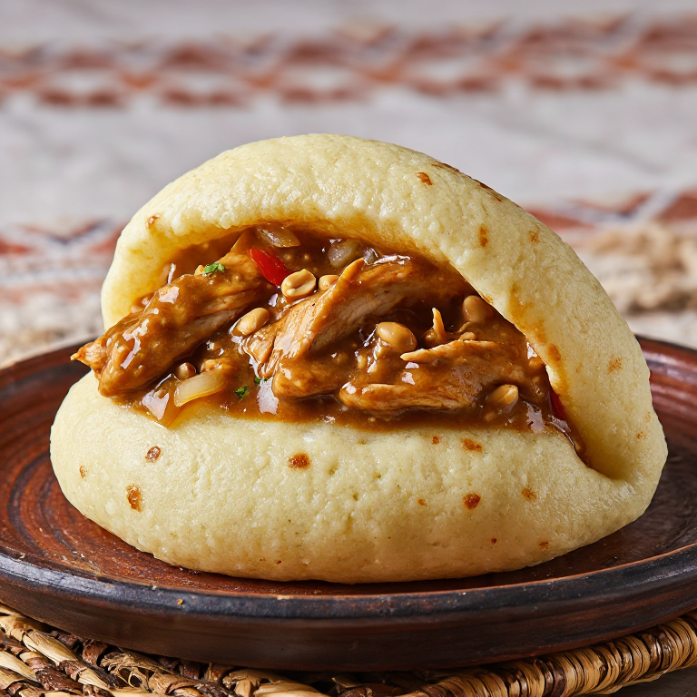 Arepa de Mafé (Pollo con Salsa de Maní al Estilo Senegalés)