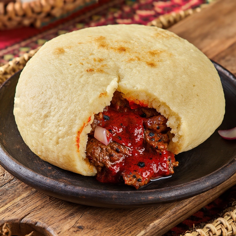 Arepa Niš: Arepa rellena de ćevapi y ajvar