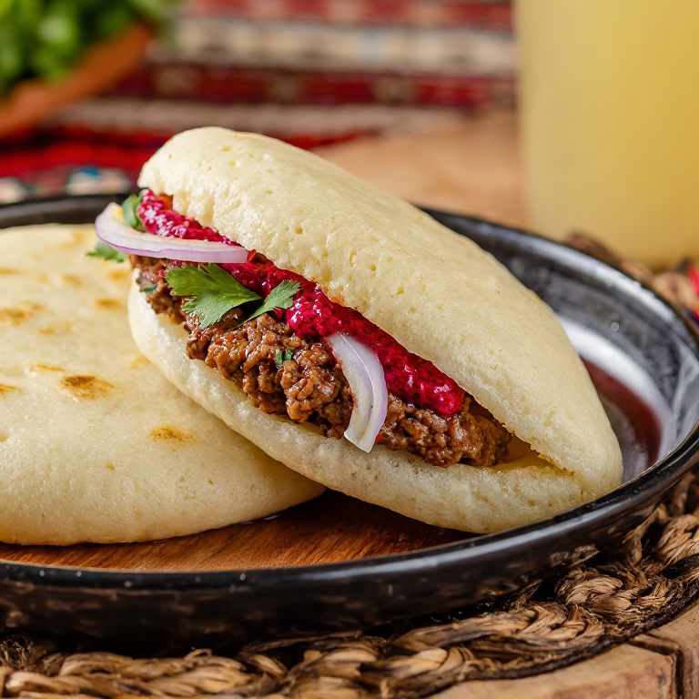 Arepa Serbia con Ćevapi y Ajvar