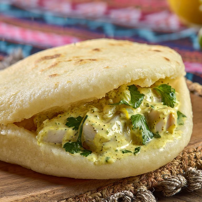 Arepa Rellena de Curry de Pescado al Estilo Seychelles