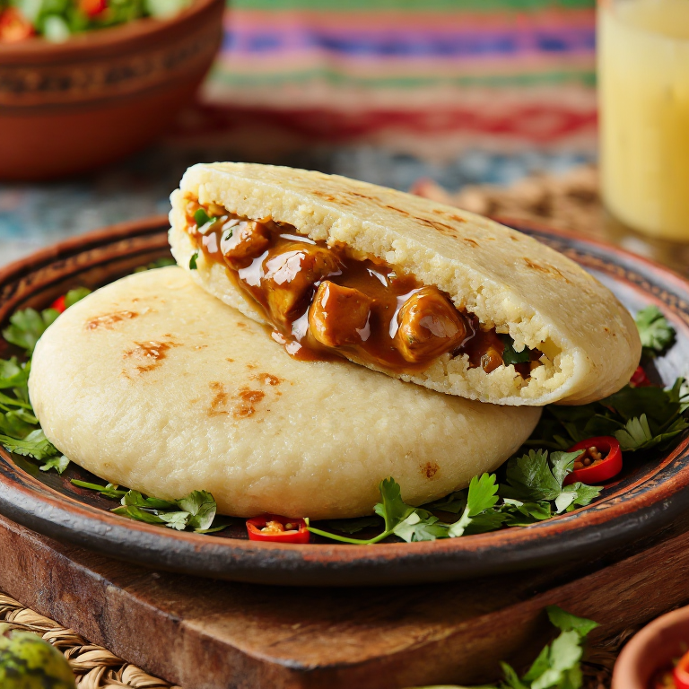 Arepa Rellena de Estofado de Maní y Pollo (Freetown)